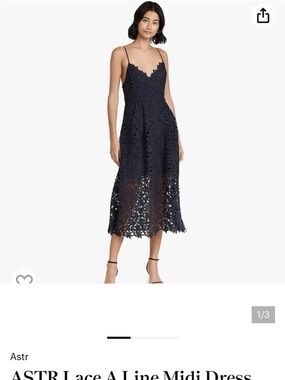 ASTR Black Floral Lace Midi Dress with Spaghetti Straps